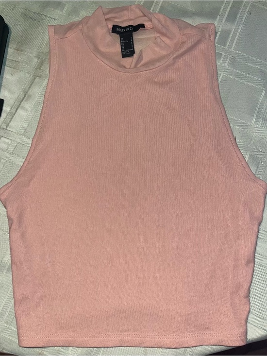 Forever 21 Tops - Forever 21 Women's Mock Neck Sleeveless Mesh Crop Top - Pink